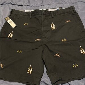 Polo by Ralph Lauren Black Embroidered Men’s Flat Front Shorts